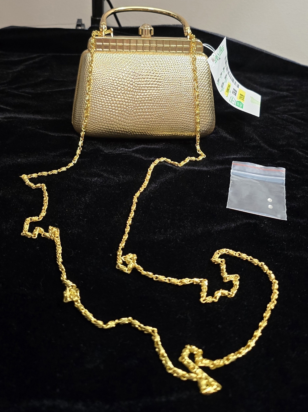 Stein Mart Gold Hard Case Minaudière Evening Clutch With Strap Rhinestones 2007
